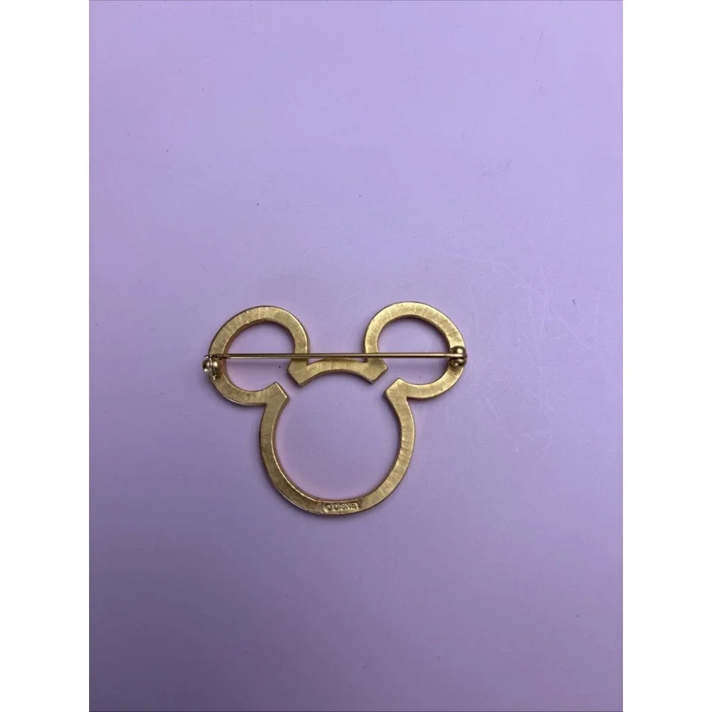 Mickey Mouse Head Disney Satin Gold Toned Pin 2.5 inch